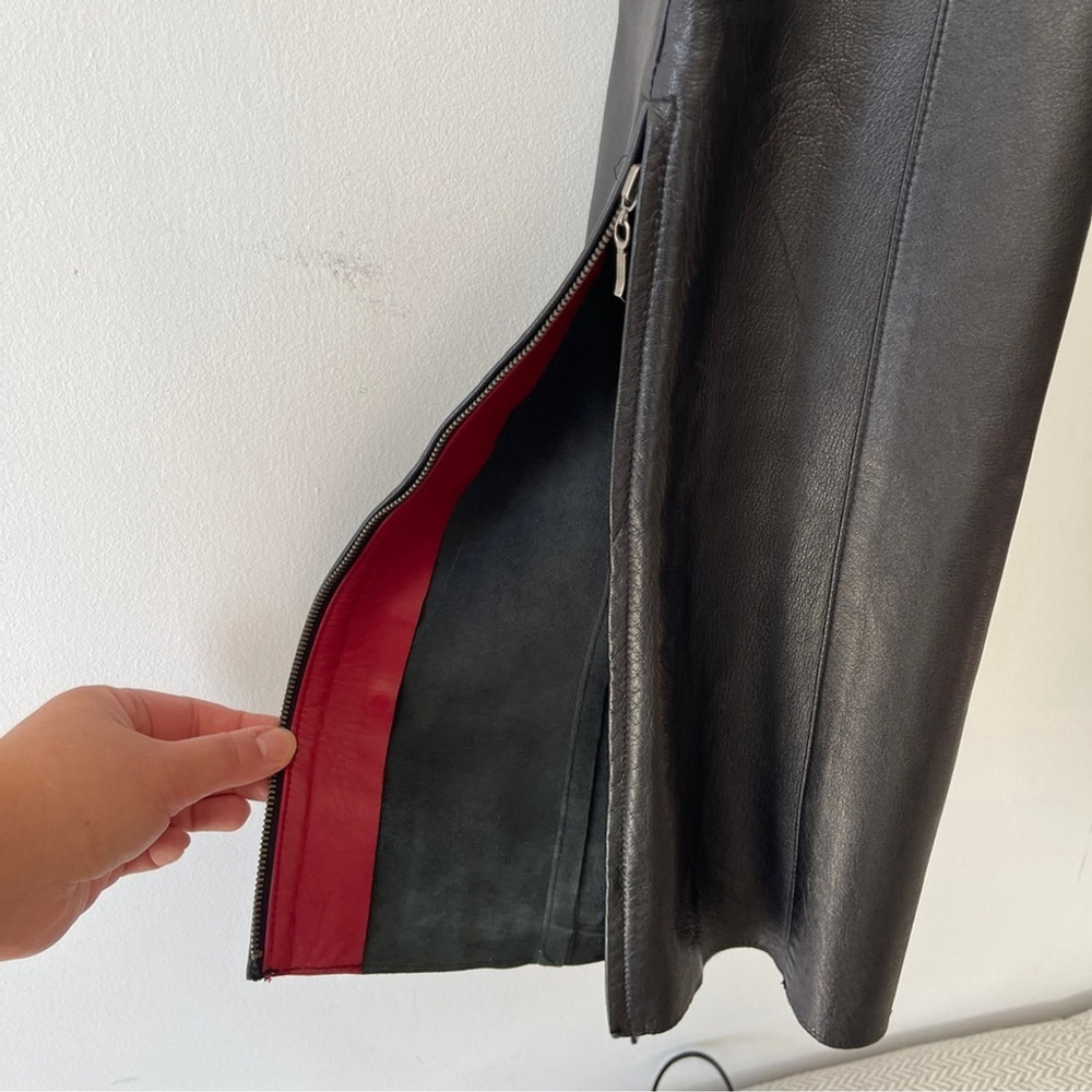 Vintage Danier Black Flare Leather Trousers 6 mid-rise soft leather 90's zip leg - Picture 6 of 9